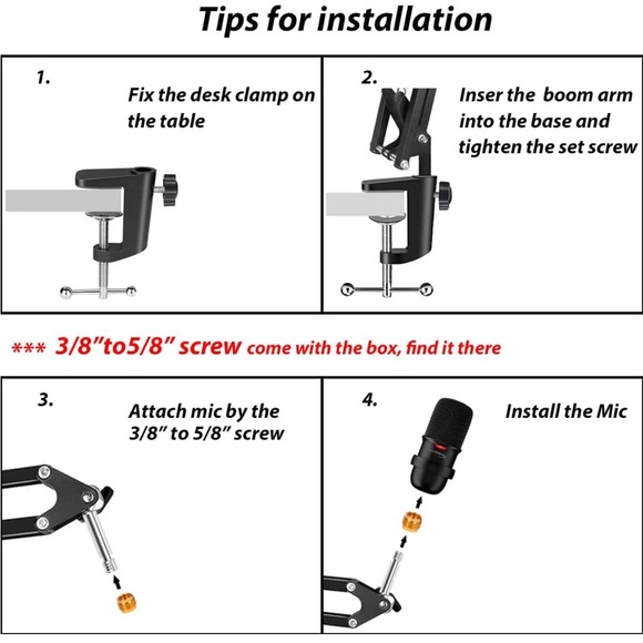 For hyperx solocast microphone boom arm, Mic desk stand - Picture 5 of 6